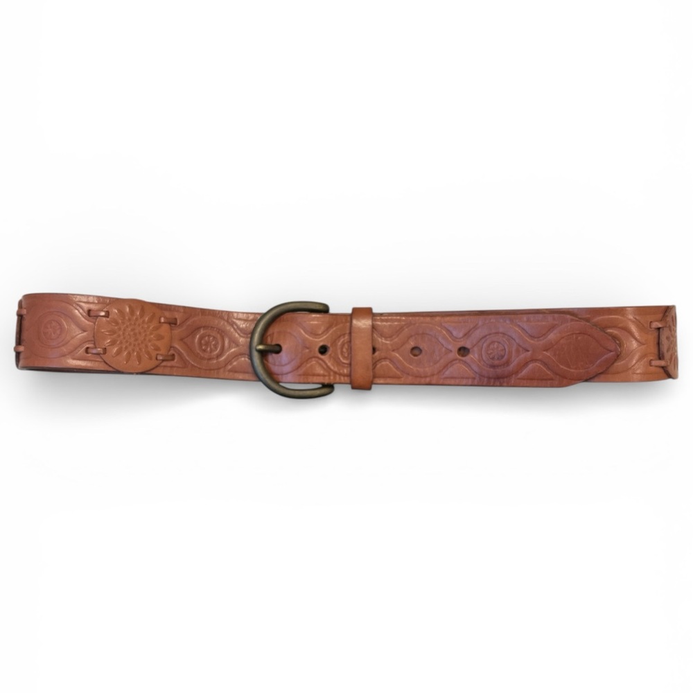 Fossil Genuine Leather Embossed Belt | Brown | Sz 36” | Classic Boho Western - Picture 3 of 6